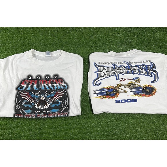 Other - vintage bike week shirt (2) sturgis tee LG white Daytona flames Y2K Grunge